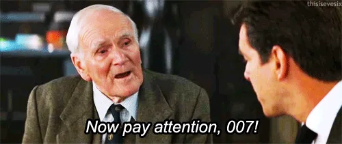 Q tells Bond, ‘Now pay attention, 007!’